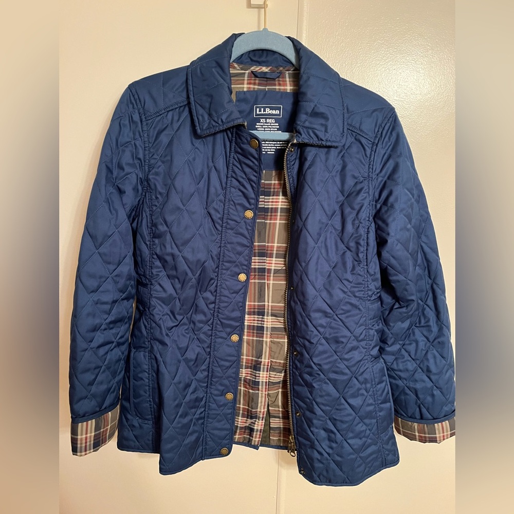 LL Bean Women’s Quilted Riding Jacket Navy XS